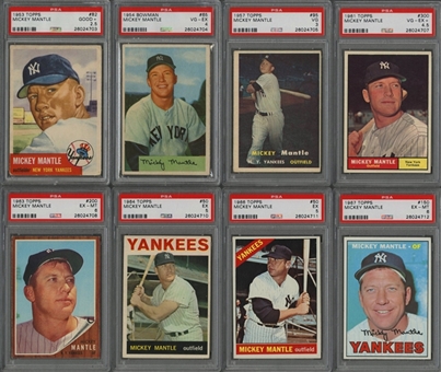 1953-1969 Topps Mickey Mantle PSA-Graded Collection (11 Different)